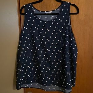 Time & Tru navy blue stars blouse